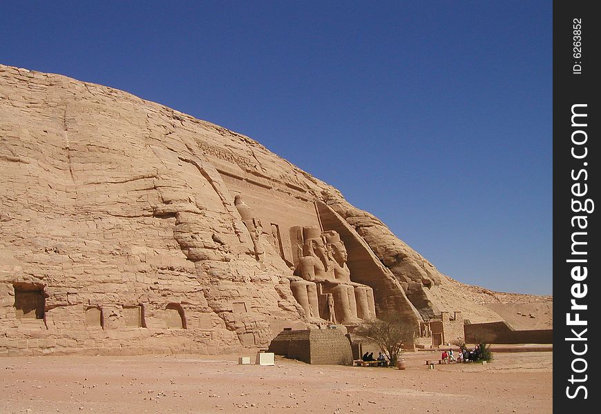 Great ancient Egyptian temple in Abu Simbel, which is built by Ramses II. Great ancient Egyptian temple in Abu Simbel, which is built by Ramses II