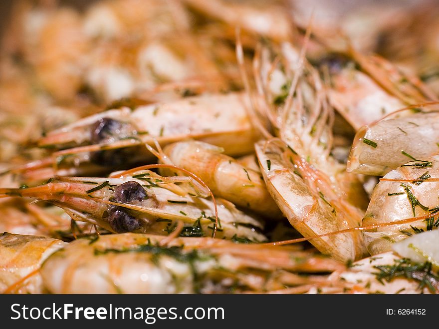 Fresh Shrimp dish with dill. Fresh Shrimp dish with dill