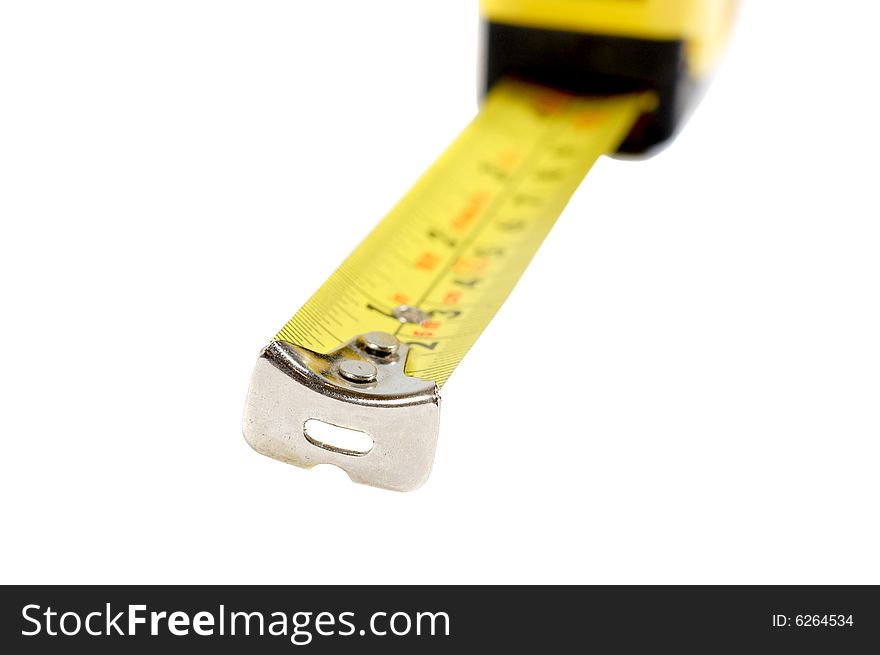 Macro shot of a measuring tape isolated on white