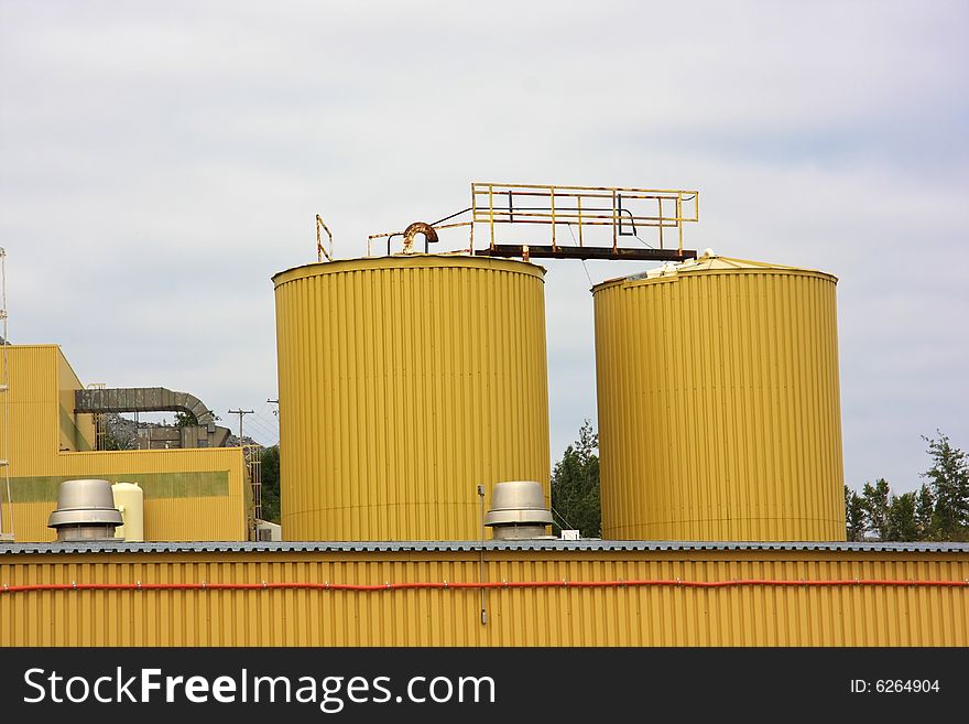 Yellow mine buildings and silos