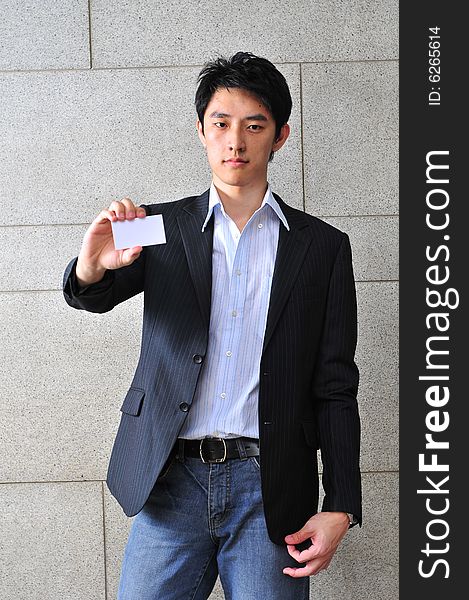 Asian Man With Blank Namecard 8