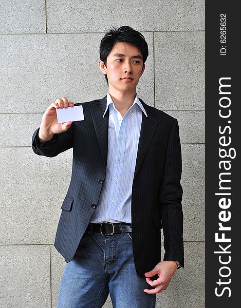 Asian Man with Blank Namecard 9