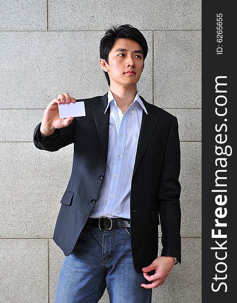 Asian Man With Blank Namecard 11