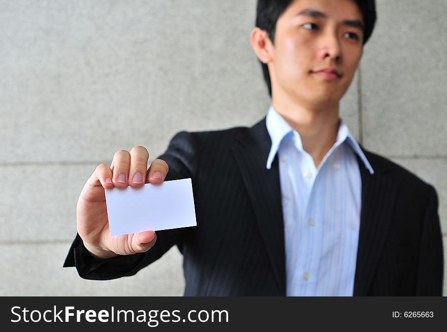 Asian Man With Blank Namecard 12