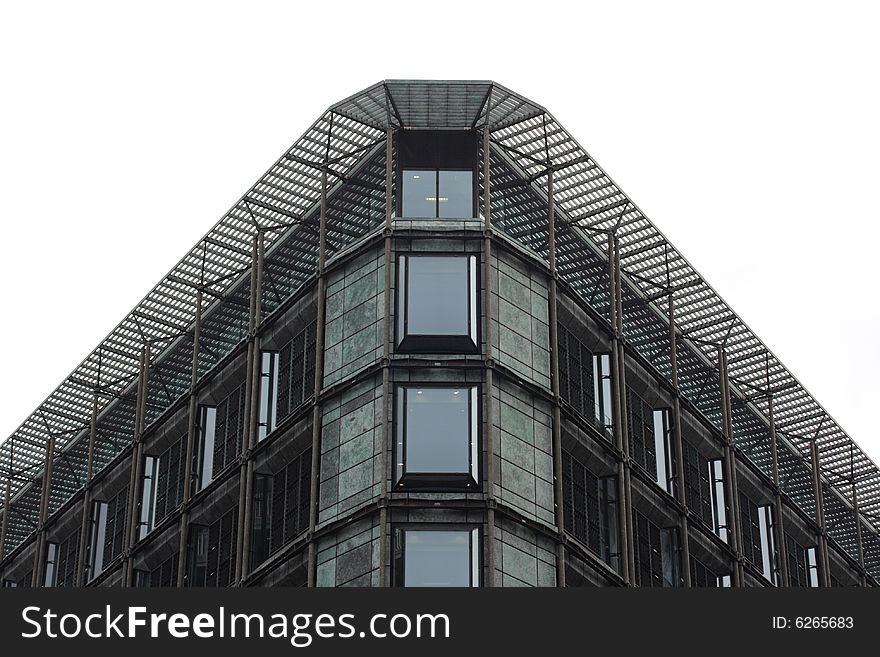 Business building isolated on white, glass and steel