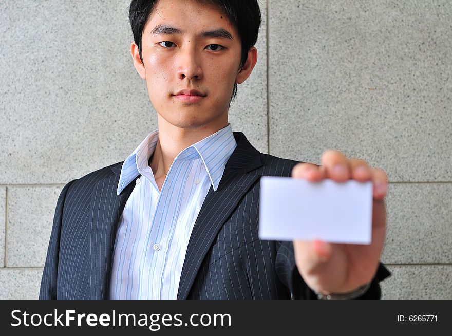 Asian Man With Blank Namecard 17