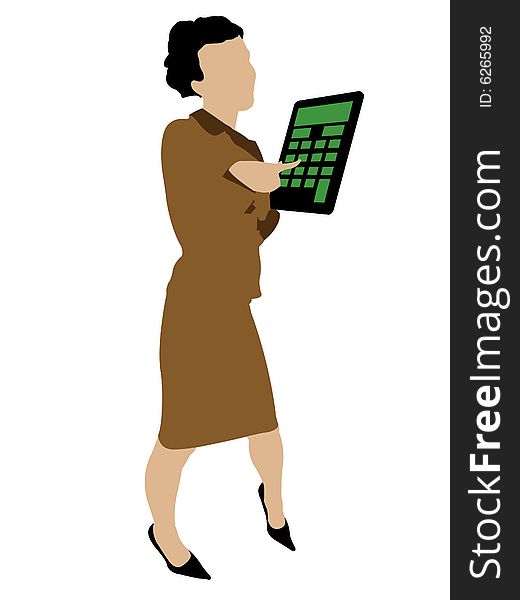 Sexy Business Woman Standing With A Calculator