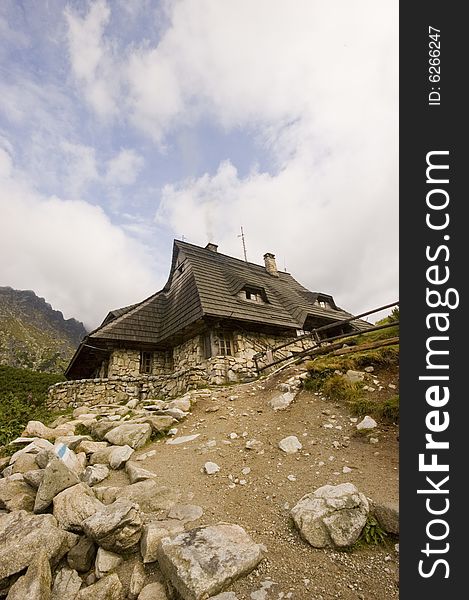Wooden cottage in Polish Tatra mountains