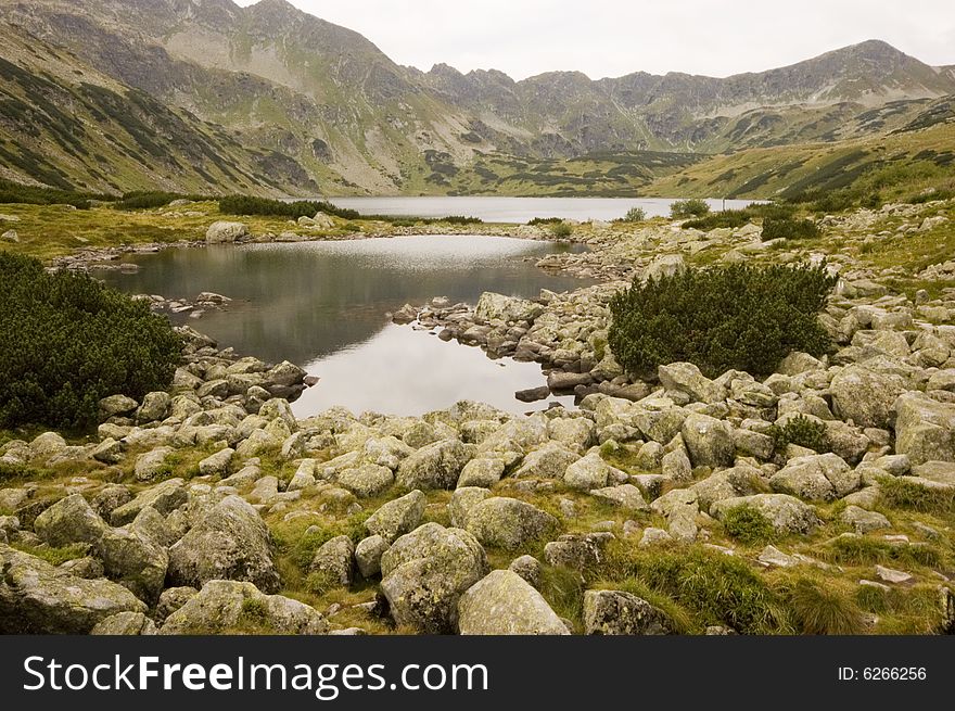 Mountain lake in Tatra Mountains on a summer day