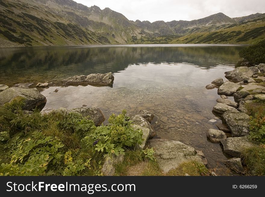 Mountain lake in Tatra Mountains on a summer day