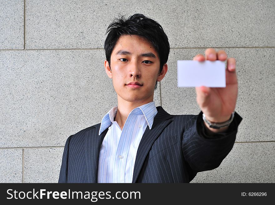 Asian Man with Blank Namecard 29