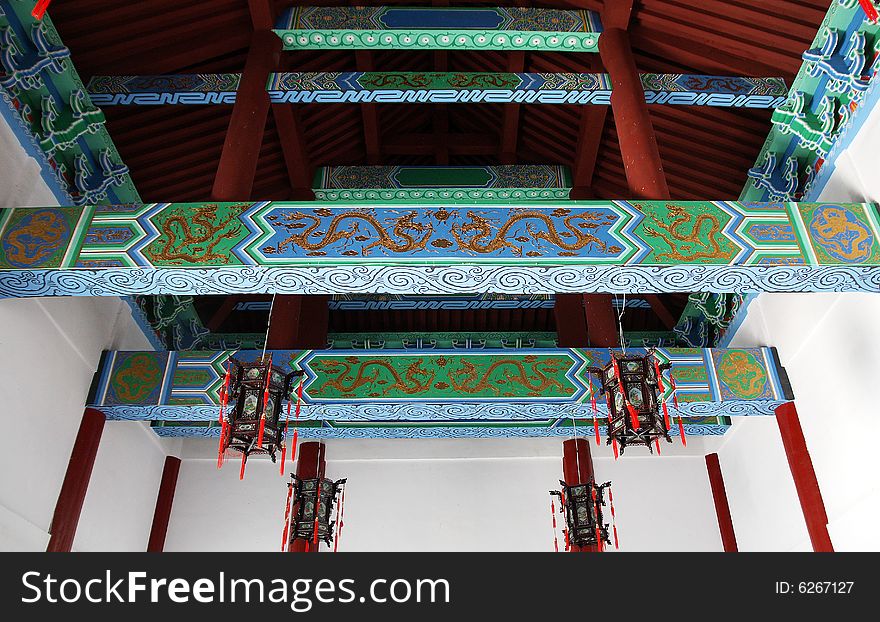 Chinese elements, color, painting, Lung, beams, the palace lantern, the roof. Chinese elements, color, painting, Lung, beams, the palace lantern, the roof