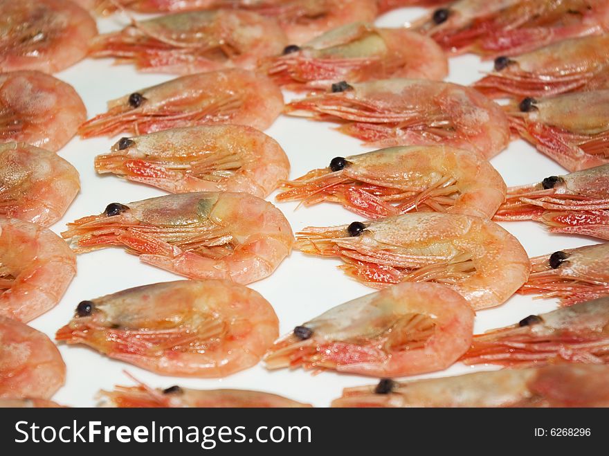 Shrimps crude are presented by close up