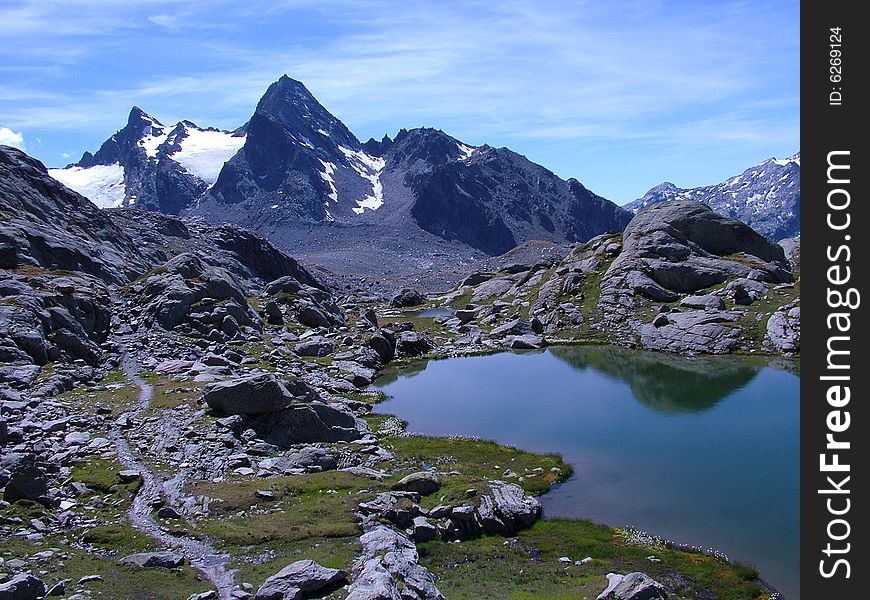 An alpin lake, in Aosta Valley, Italy, at 2300 m of eight