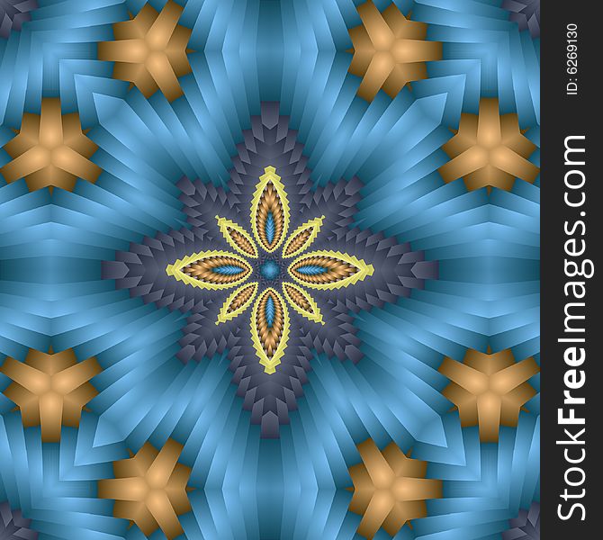 Abstract fractal image resembling a pretty woven star flower