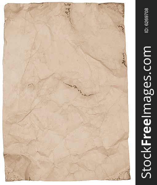 Sheet of old paper (isolated on white)
