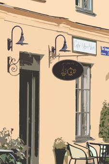 Street Cafe Illustration Stock Photo