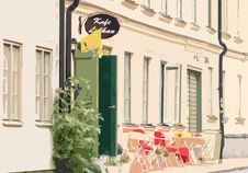 Street Cafe Illustration Royalty Free Stock Photos