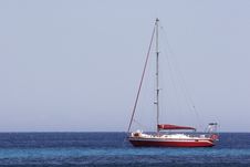 Sailing Yacht At Anchor In Bay Corsica Stock Image