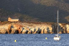 Sailing Yacht At Anchor Evening Corsica Royalty Free Stock Photos Sailing Yacht At Anchor Evening Corsica Royalty Free Stock Photos