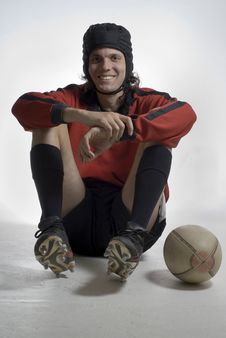 Rugby Player WIth Ball Royalty Free Stock Photography Rugby Player WIth Ball Royalty Free Stock Photography