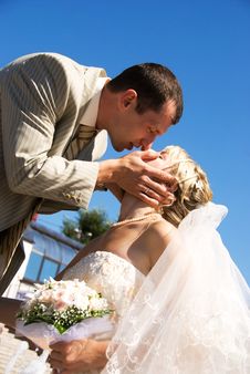 Bride And Groom Outdoor Royalty Free Stock Photography