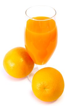Orange Juice In Glass And Oranges. Stock Photos Orange Juice In Glass And Oranges. Stock Photos
