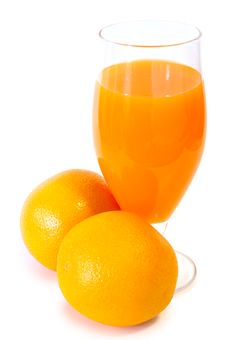 Orange Juice In Glass And Oranges. Royalty Free Stock Images Orange Juice In Glass And Oranges. Royalty Free Stock Images