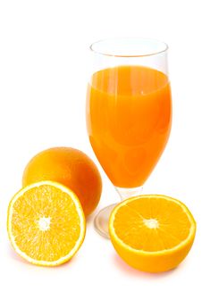 Orange Juice In Glass And Oranges. Royalty Free Stock Photos Orange Juice In Glass And Oranges. Royalty Free Stock Photos