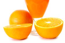 Orange Juice In Glass And Oranges. Stock Photos Orange Juice In Glass And Oranges. Stock Photos