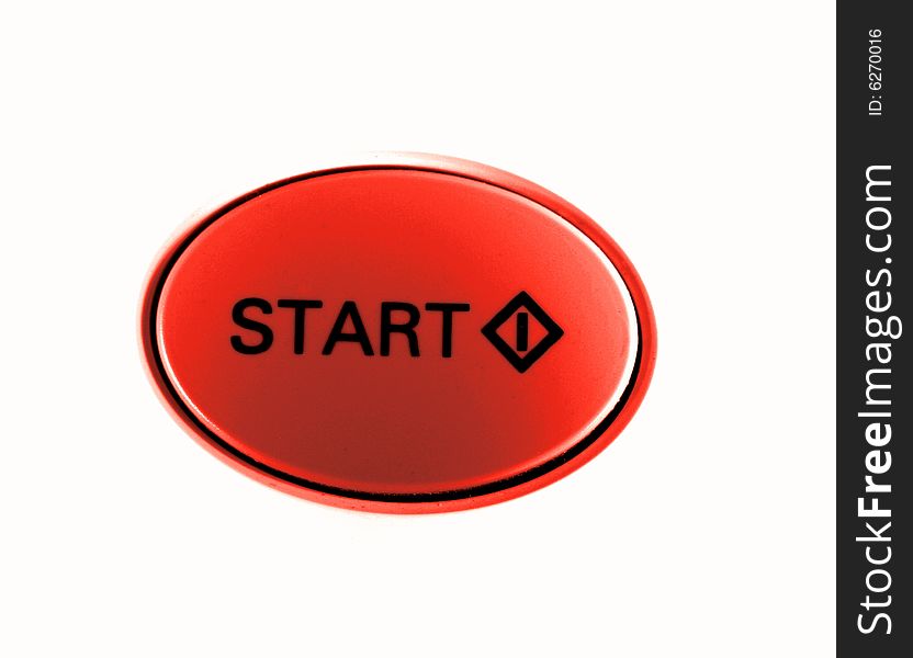 Red button start isolated on white