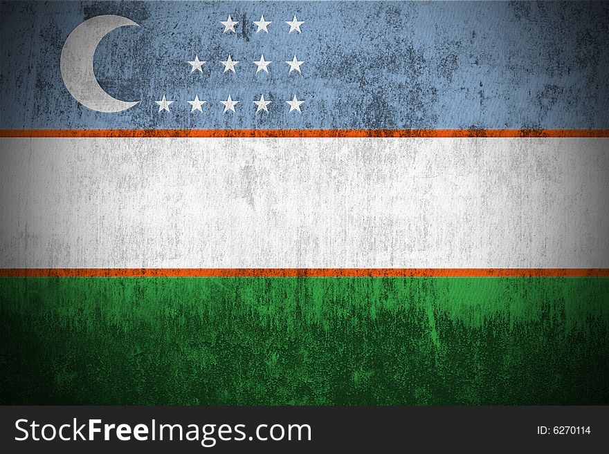 Grunge Flag Of Uzbekistan