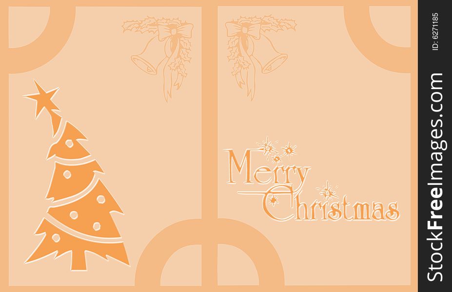 Christmas card with Christmas symbols and written merry christmas