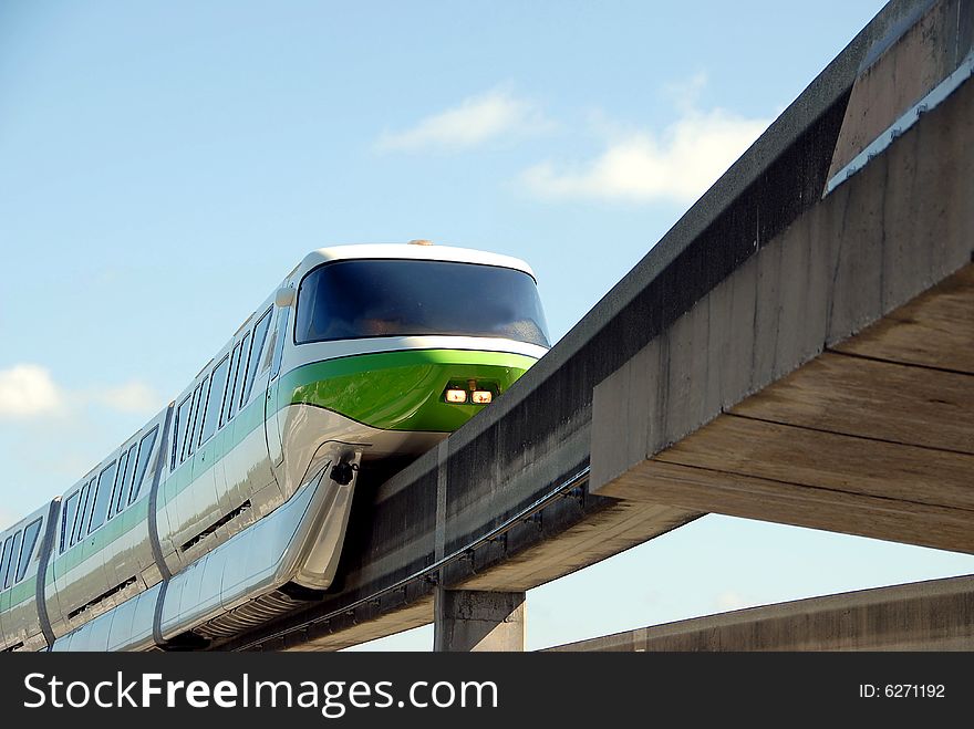 Photographed monorail train in Florida.