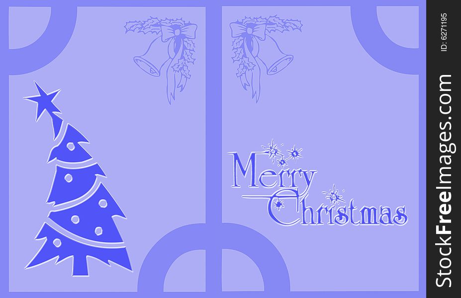 Christmas card with Christmas symbols and written merry christmas