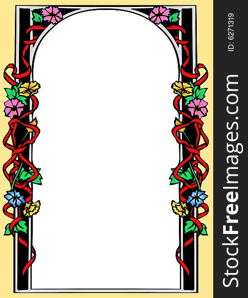 Colourful floral frame with a white background