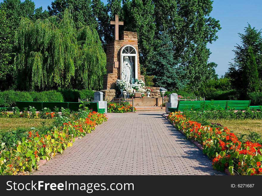 Statue of Virgin Mary in Chortkiv, Ukraine