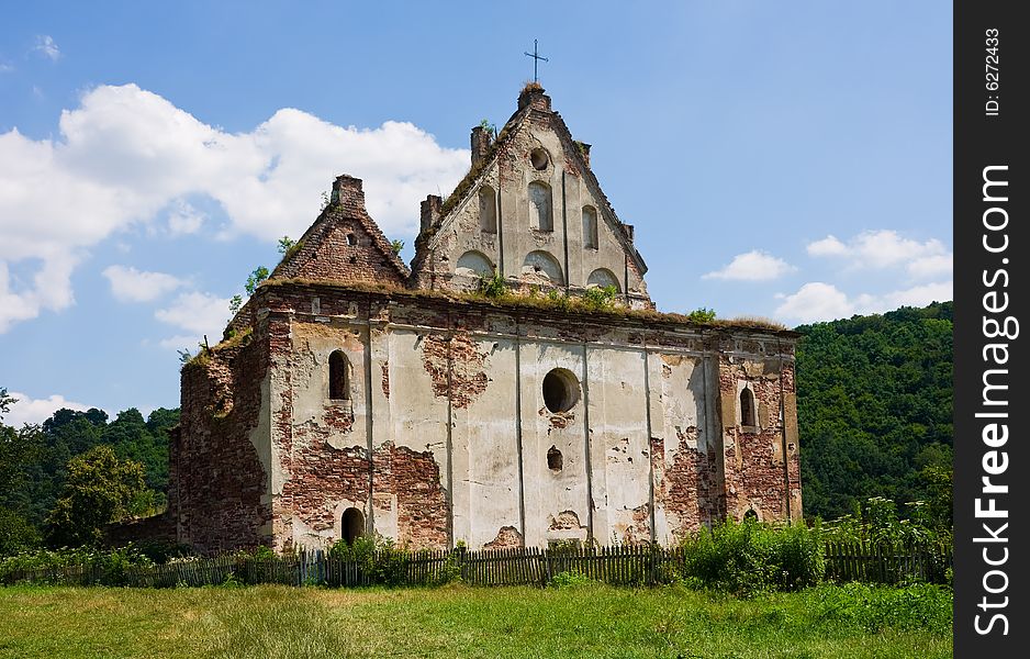 Old church in ruins in Ukraine