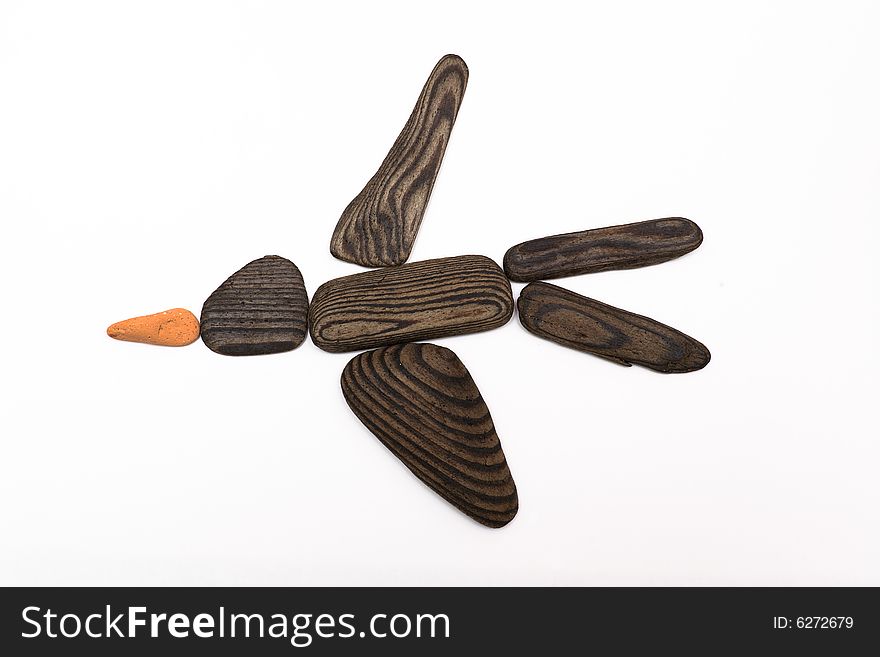 Wooden Bird Stork On White