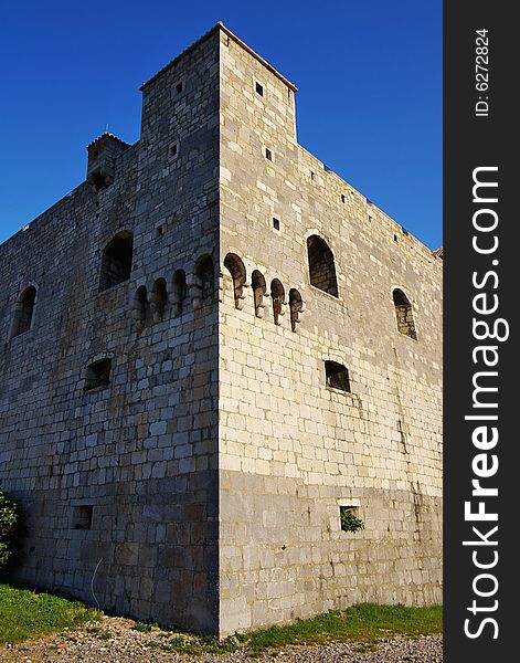 On a photo castle, Croatia on a background of the blue sky. On a photo castle, Croatia on a background of the blue sky.