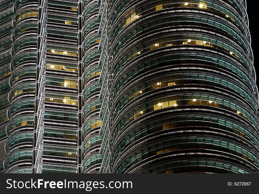 Detail of Petronas Towers in Kuala Lumpur, Malaysia