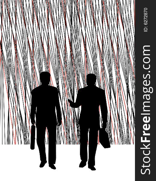 Illustration of businessmen, abstract, lines