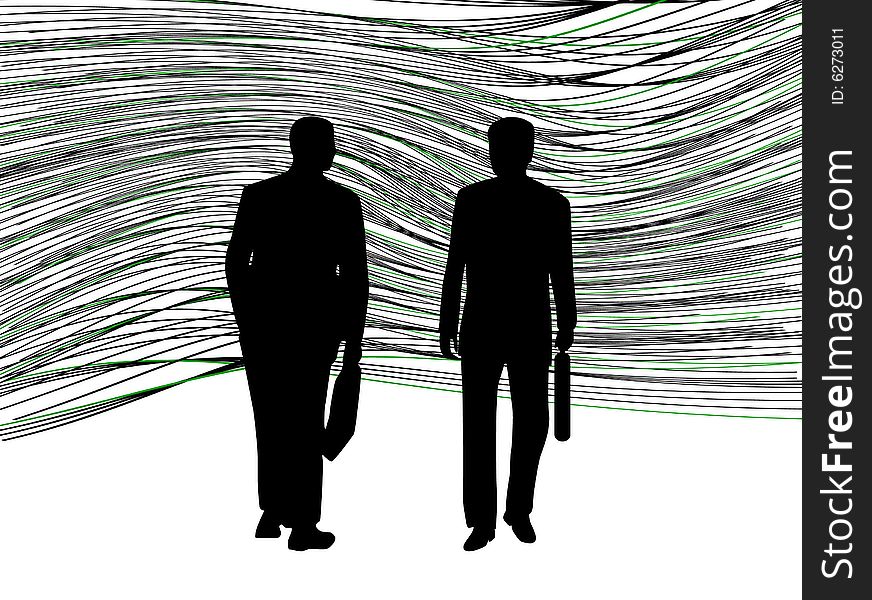 Illustration of businessmen, abstract, lines