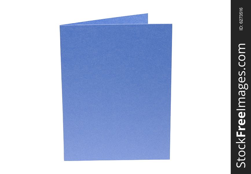 Blue blank card isolated on white background