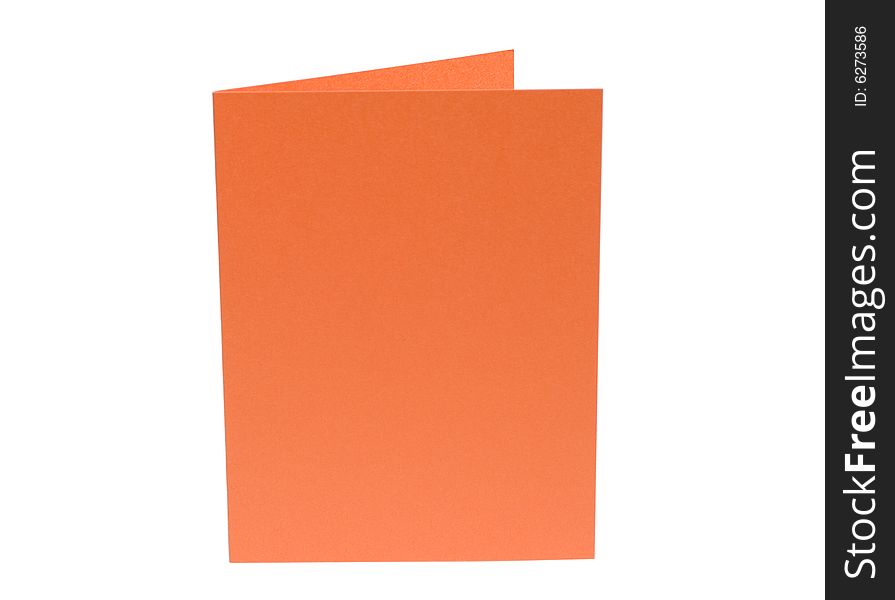 Bright orange blank card isolated on white background