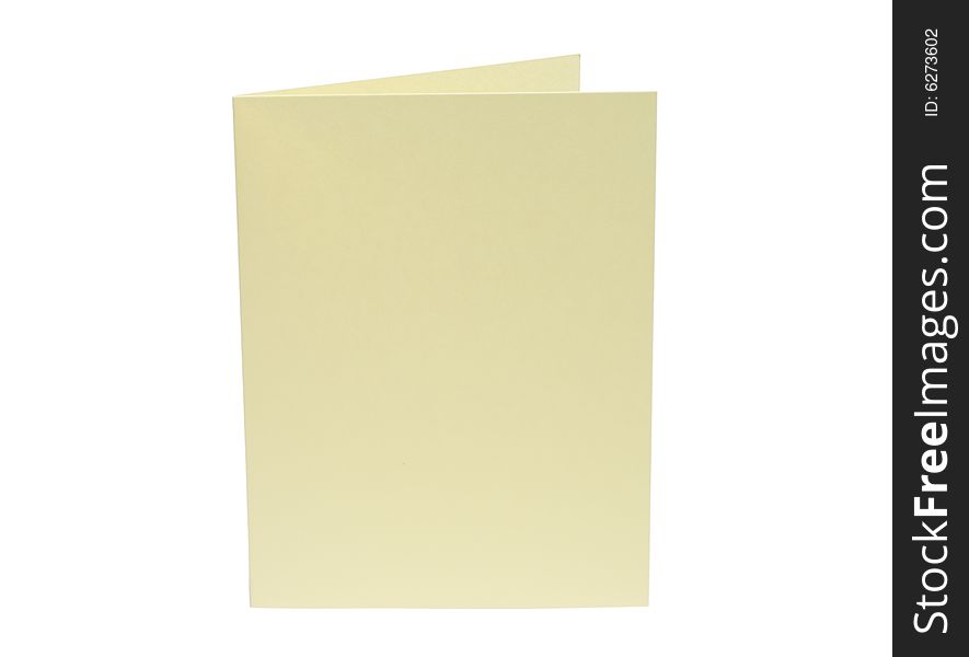 Yellow blank card isolated on white background