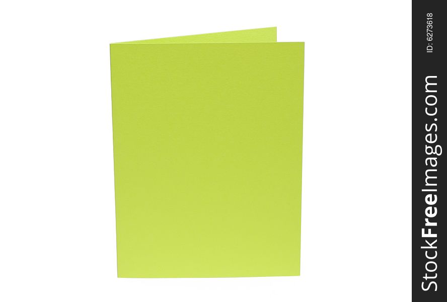 Lime green blank card isolated on white background