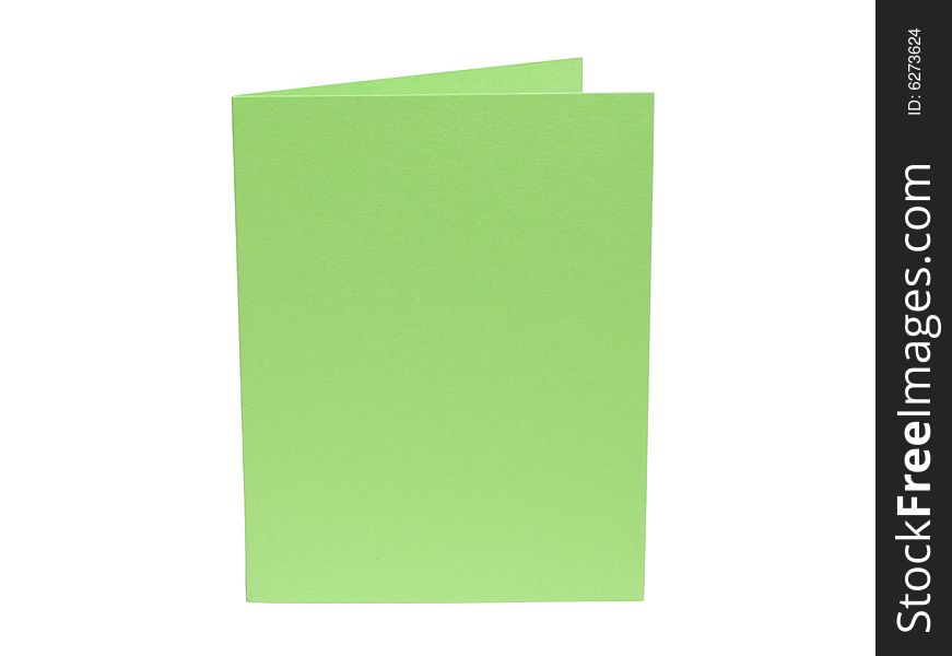 Light green blank card isolated on white background