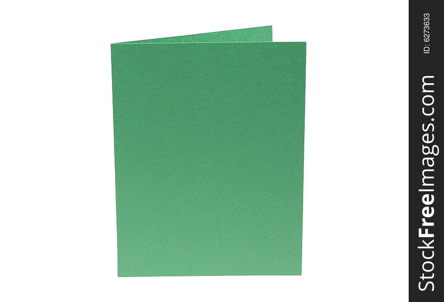 Green blank card isolated on white background