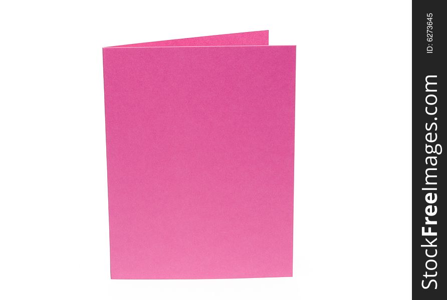 Bright pink blank card isolated on white background